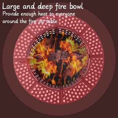 OutVue 36 Inch Fire Pit with 2 Grills, Wood Burning Fire Pits for Outside with Lid, Poker and Round Waterproof Cover, BBQ& Outdoor Firepit & Round Metal Table 3 in 1 for Patio, Picnic, Party - Image 4