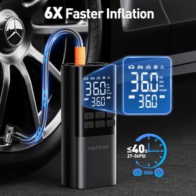 Tire Inflator Portable Air Compressor - Air Pump for Car Tires 150PSI &15000 mAh Battery, Portable Tire Inflator for Car with Pressure Gauge, Tire Inflator with LED Light, for Bike, Motorcycle, Balls - Image 3