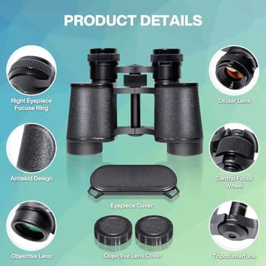 10x25 High Powered Binoculars for Adults, Waterproof Compact Binoculars with Low Light Vision for Bird Watching Hunting Football Games Travel Stargazing Cruise with Carrying Bag - Image 2