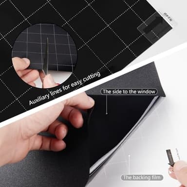 Kromapolis Blackout Window Privacy Film Total Light Blocking Room Darkening Window Covering, Removable Static Cling Frosted Glass Tint, Non-Adhesive, Black 35.4'' x 314.9'' - Image 6