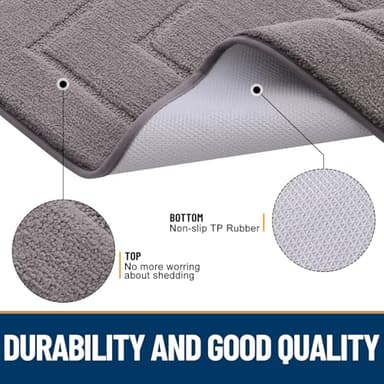 Smiry Dog Door Mat for Muddy Paws Indoor Entrance, Absorbs Moisture and Dirt Low-Profile Washable Front Door Mat for Floor Home Entryway (30x20 Inches, Grey) - Image 3