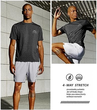 NORTHYARD Men's UPF 50+ Sun Protection Shirts Swim SPF UV Quick Dry Short Sleeve T-Shirts for Athletic Fishing Rash Guard Midnight Heather 2XL - Image 4