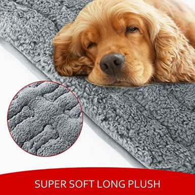 Dog Bed Crate Mat(36" X 23") 2 Pack, Soft Plush Dog Bed Pad Machine Washable Crate Pad, Grey - Image 2