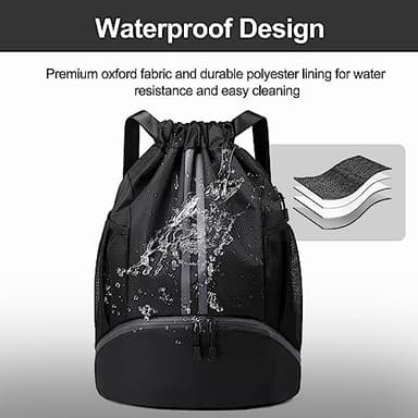 Hoedia Sports Drawstring Backpack - String Swim Gym Bag with Shoes Compartment and Wet Proof Pocket for Women&Men - Image 6
