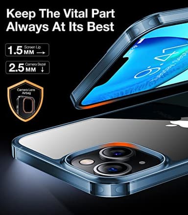 TORRAS Diamond Clear Designed for iPhone 14 Case & iPhone 13 Case[Never Yellowing] [Military Grade Anti-Drop] Hard PC Back Flexible Bumper Shockproof Protective Slim Phone Cover 6.1 inch, Blue - Image 4