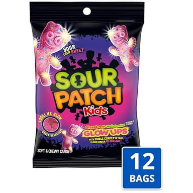 SOUR PATCH KIDS Glow Ups Strawberry-Watermelon Soft & Chewy Candy, Bulk Candy, 12-6.7 oz Bags - Image 2