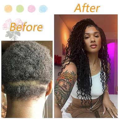 Col Bling 22 Inch 8 Packs Goddess Locs Crochet Hair Ombre Faux Locs Crochet Hair for Women Pre Looped Boho River Locs Hair with Curly Ends Synthetic (#1B) - Image 5