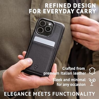 Vaultskin for iPhone 16 Pro Max Case - Slim Leather Case with Card Holder, Magnetic Closure and Drop Protection, Stylish Wallet Case for iPhone 16 Pro Max, Ideal Gift (Black, Eton) - Image 2
