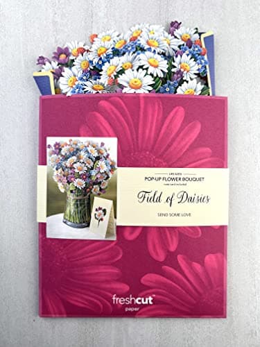 Freshcut Paper Pop Up Cards, Field of Daisies, 12 Inch Life Sized Forever Flower Bouquet 3D Popup Greeting Card, Birthday Cards, Get Well Gifts, Blank Notecard & Envelope - Image 6