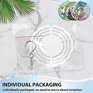 5 Pack 3 inch Sublimation Wind Spinners Blanks Wind Spinner Sublimation Blank Bulk 3D Aluminum Metal Wind Spinners for Yard and Garden Indoor Outdoor Window Porch Front Door Decoration Round - Image 5