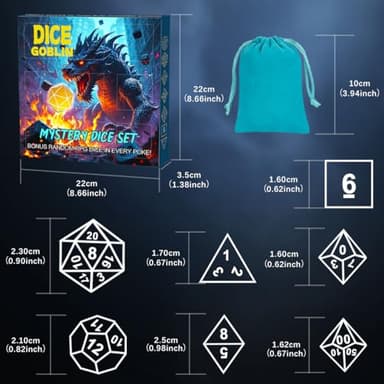CiaraQ Mystery DND Dice Sets - Random 9 Complete Polyhedral Dice Sets with 9 Random Bags, Wide Range of Patterns, Surprise Blind Box DND Gifts for Dungeons & Dragons, Role Playing Table Game - Image 7