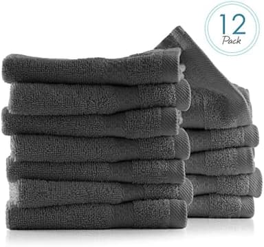 Hearth & Harbor Washcloths 12 Pack - 100% Cotton Washcloth for Body and face, High Absorbent and Soft 13"x13" Body Wash Cloth, Quick Dry - Dark Grey Washcloths - Image 3