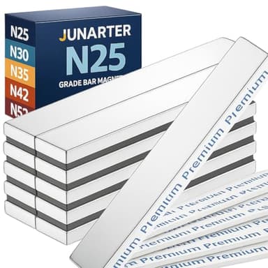 Junarter 10Pack Powerful Neodymium Bar Magnets, 60 x 10 x 3 mm Rare Earth Magnet Bar, Rectangle Magnet, Neodymium Magnets with Double Sided Adhesive Backing for Outdoor, Fridge, Whiteboard - Image 1