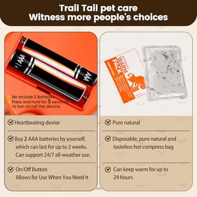 Trail Tail Dogs Calming Toy with Heartbeat, Dog Anxiety Relief Calming Aid,Anxiety Relief for Dogs Calming,Box Included a pet Calming Collars,48h Warm Pack,Plush Puppy Toy,Heartbeat Toy(Black) - Image 4