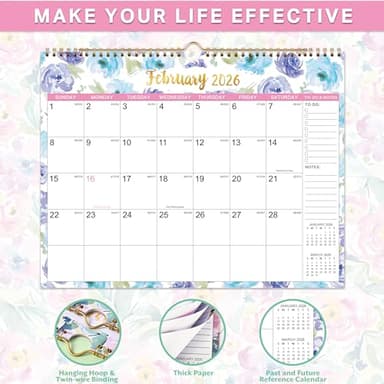 2026 Wall Calendar - January 2026 - December 2026, Calendar 2026, 14.7" x 11.5", 12 Months 2026 Calendar, Spiral Bound, Thick Paper - Image 4