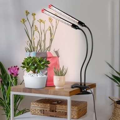Gamechanger! 18W Power Home Plug, NOT 10W Adapter, FECiDA 2Head Clip Grow Lights for Seed Starting with Timer, Enough Bright Like Sun Full Spectrum Grow Lights for Indoor Plants, Bonsai, Seedlings - Image 2