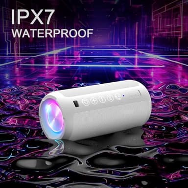 Ortizan Portable Bluetooth Speaker: IPX7 Waterproof, 24W Loud Sound, Deep Bass, Bluetooth 5.3, LED Lights, Wireless Stereo Pairing, 30H Playtime, for Home/Outdoor/Party/Beach, Birthday Gift (White) - Image 7
