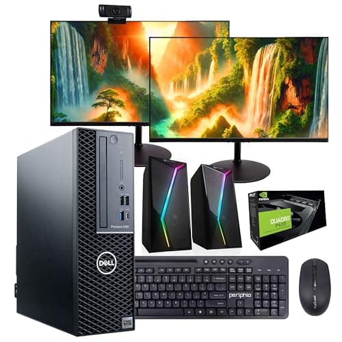 Dell Precision Workstation PC | NVIDIA P620 GPU - Editing & Design | Windows 11 Pro | Intel i5-9500 | 32GB RAM 500 NVME + 1TB SSD | 24" New Dual LCDs | RGB Speakers + Webcam | WiFi 6 + BT (Renewed) - Image 1