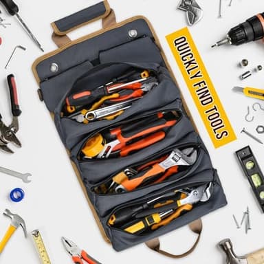 Tool Bag Tool Bags for Men Heavy Duty Tool Organizer, Portable Roll Up Tool Bag Gifts For Him, Mechanic, Electrician and Hobbyist, Car Tool Roll Organizer - Image 6