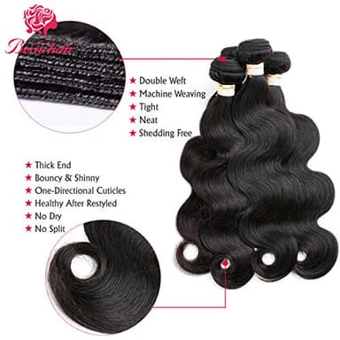 Beauhair Body Wave Human Hair Bundles with Closure 18 20 22 with 18"Closure 8A Brazilian 100% Unprocessed Brazilian Virgin Hair Body Wave 3 Bundles with Free Part 4X4 Lace Closure Natural Color - Image 3