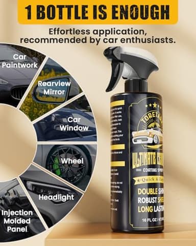 Carceracot Ceramic Coating for Cars (16 oz.), Unmatched Shine Nano Car Wax Coating Spray, No Pungent Smell, Quick Detailer Spray Wax, LONG LASTING Shiny Car Stuff with Microfiber Towel, Easy to Apply - Image 7