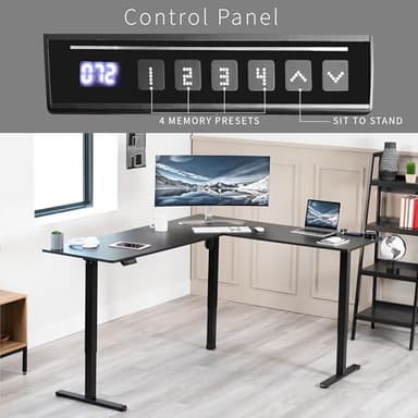 VIVO Electric Corner 75 x 63 inch L-Shaped Standing Desk, Memory Height Adjustment, Black Top Black Frame, DESK-E3CTB-75 - Image 5