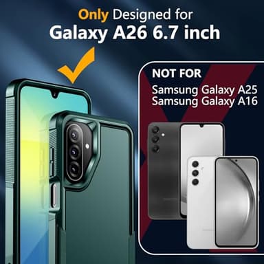 SPIDERCASE for Samsung Galaxy A26 5G Phone Case, [10 FT Drop Protection] 2 pcs [Tempered Glass Screen Protector] Heavy Duty Shockproof Case,Dark Green - Image 2