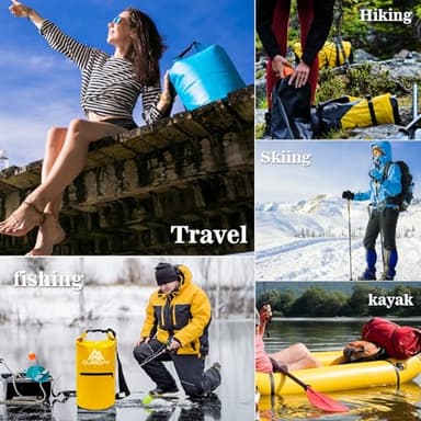 Queday Waterproof Dry Bag with Front Zippered Pocket for Women Men, 10L Roll Top Lightweight Dry Storage Bag Backpack for Travel, Kayaking, Boating, Rafting, Camping, Hiking & Beach Black - Image 7