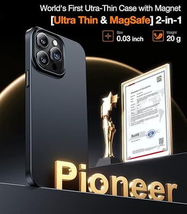 TORRAS Magnetic Slim-Fit for iPhone 15 Pro Max Case, Ultra-Thin 15 ProMax Phone Case Compatible with MagSafe, Lightweight Anti-Scratch Matte Hard iPhone 15 ProMax Case 6.7 inch OriginFit, Black - Image 2
