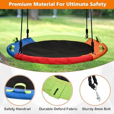 Tree Swing, Saucer Swing, 40 inch 900lbs Weight Capacity, with Adjustable Hanging Straps, for Backyard Outdoor, Multicolor, Circle Round Disc, Gifts for Kids - Image 3