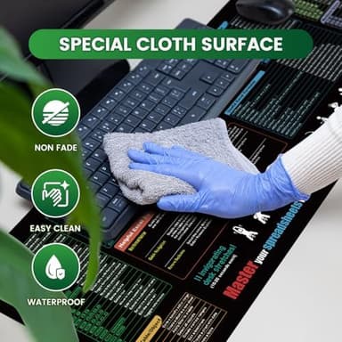 Waterproof Excel Cheat Sheet Desk Pad, Updated Shortcuts Mouse Pad(31.5"x11.8") | Keyboard Shortcut & XL Gaming Desk Mat for Office Computer | Non-Slip Stitched Edges | Employee Appreciation Gifts - Image 5