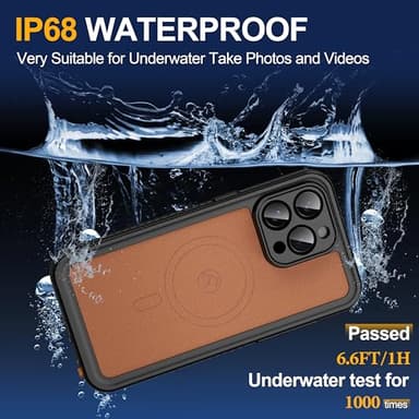 GOLDJU 2025 New Designed for iPhone 15 Pro Max Leather Case Waterproof, [Built-in Screen Protector, ][Compatible with MagSafe] Full Body Shockproof Protective Cover for iPhone 15 Pro Max 6.7''- Brown - Image 2