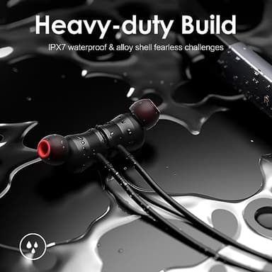 Rythflo Bluetooth Headphones, 150H Playtime Wireless Bluetooth Earbuds w/Mic in-Ear Magnetic Neckband Earphone, IPX7 Sweatproof Deep Bass Headset for Home, Traveling, Outdoor, Business Trips - Image 6
