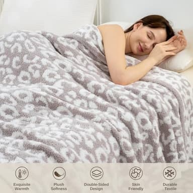 Mokoya Twin/Twin XL Blanket for Bed, Soft Large Cheetah Print Throw 70"x80", Big Cozy Bed Blanket, Reversible Aesthetic Bedding, Leopard Bed Spread, Gifts for Women, Mom, Girls, Grey - Image 4