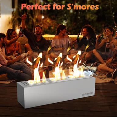Tabletop Fire Pit with 4 Extendable Smores Sticks, Indoor Outdoor Fire Pit Table Top, Rectangle Tabletop Fireplace, Rubbing Alcohol Smores, Patio Decor Festive Gift - Gray - Image 3