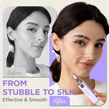 Rechargeable Facial Hair Remover for Women: 2 in 1 Electric Eyebrow and Facial Hair Remover - Suitable for Middle-aged Women’s Eyebrow, Chin, and Cheek Trimming - with Built-in LED Light(Purple) - Image 4