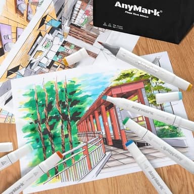AnyMark Alcohol Markers Brush Tip, 100+1 Colors Dual Tip Brush & Chisel Alcohol-Based Art Markers Set with Case for Adult Artists Drawing Coloring - Image 6