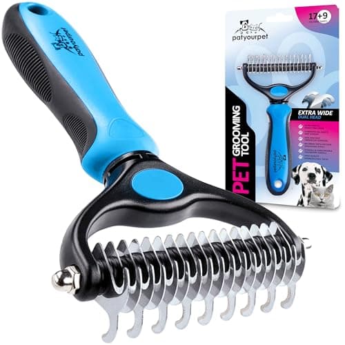 Pat Your Pet Deshedding Brush - Double-Sided Undercoat Rake for Dogs & Cats - Shedding Comb and Dematting Tool for Grooming, Extra Wide - Image 1