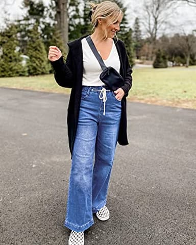 GRAPENT Women's Baggy High Waisted Women Baggy Jeans Wide Leg Jeans for Women High Waist Womens Drawstring Denim Jean Pants Color Classic Blue XX-Large Size 20 Size 22 - Image 5