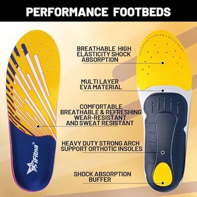 Plantar Fasciitis Relief Arch Support Inserts Flat Feet Orthotics para Orthopedic Insole Men Women Absorb Shock Supination Correction Standing All Day Boot Work Shoe Insoles Size(6-6 1/2 - Image 4