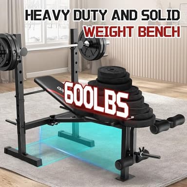 OPPSDECOR Multi-Function Weight Bench Set with Squat Rack Leg Extension & Leg Curl Adjustable Workout Bench for Full Body Fitness Foldable Flat/Incline/Decline Upgrade Bench Press for Home Gym - Image 7