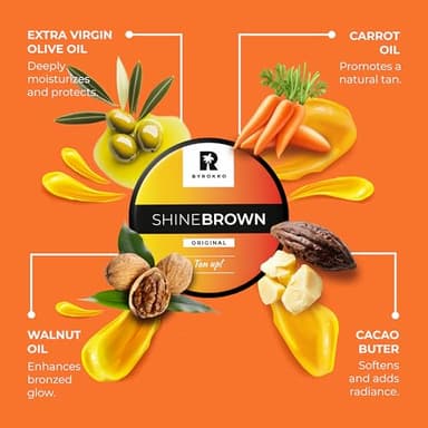 BYROKKO Shine Brown Tan Accelerator Cream 7.1 Fl Oz, Outdoor Sun or Indoor Tanning Oil or Tanning Bed Lotion, Fast Bronzer with Premium Natural Ingredients for Deep, Long-Lasting Glow - Image 3