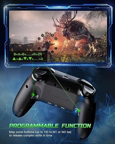 VOYEE Switch Controllers Compatible with Switch/Lite/OLED/PC Windows, 1000mAh Programmable RGB Lightning LED, Wireless Pro Controller with One Key Pairing/Wake Up/Turbo/Vibration - Image 3