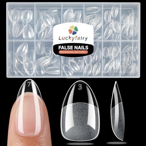 Short Almond Nail Tips, 240pcs Soft Nail Gel Tips Pre-Shaped Acrylic Fake Nails, Half Matte Full Cover Clear Gelly Press on Flase Nail Tips for Extension Nail Manicure Home DIY 12 Sizes Gelly Tips - Image 1