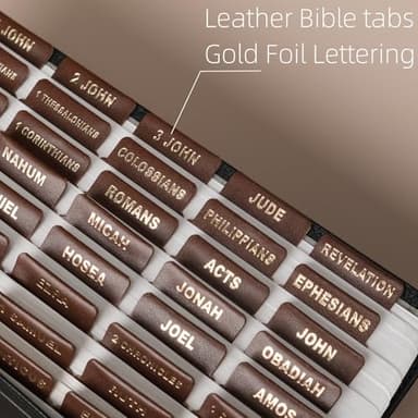 UPAFEXXI-Leather Bible Tabs, Bible Tabs for women and men(Gold Foil Lettering) Large Print Stickers, Easy to Read and Apply, 80 Chapters Labels for Easy Navigation(Brown) - Image 2
