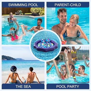 SUIMOT Inflatable Pool Floats Adult Size - 77" X-Large Heavy Duty Tanning Floating Mat Cooling Holes Lounger with Pillow, Pool Floaties Bed with Cup Holders for Backyard Swimming Pool Party, Purple - Image 7
