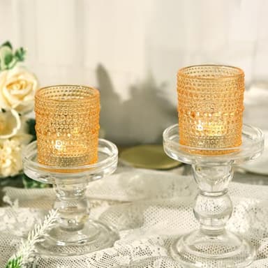 36 Pack Glass Votive Candle Holders Bulk, Gold Vintage Tea Light Candle Holder for Floating Candle, Tealight Candle Holder for Table Centerpieces Home Bridal Birthday Wedding (36) - Image 6