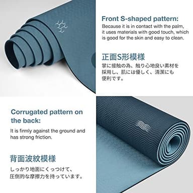 Yoga Mat Non Slip, Eco Friendly Fitness Exercise Mat with Carrying Strap,Pro Yoga Mats for Women,Workout Mats for Home, Pilates and Floor Exercises (Grey Blue/Black, Thickness-6mm) - Image 2