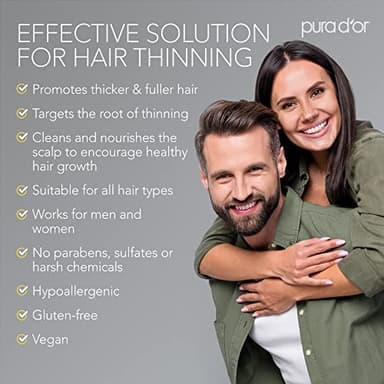 PURA D'OR Anti-Thinning Biotin Shampoo & Deep Moisturizing Conditioner Original Gold Label Set (16oz x2) Natural Earthy Scent, CLINICALLY TESTED Effective Results, Hair Thickening Product, Women & Men - Image 6
