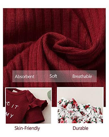 Mioglrie Newborn Baby Girl Clothes Romper Shorts Set Summer Clothes Floral Infant Girl Clothes Ruffle Clothing Wine Red Baby Girl Clothes 3-6 Months - Image 5